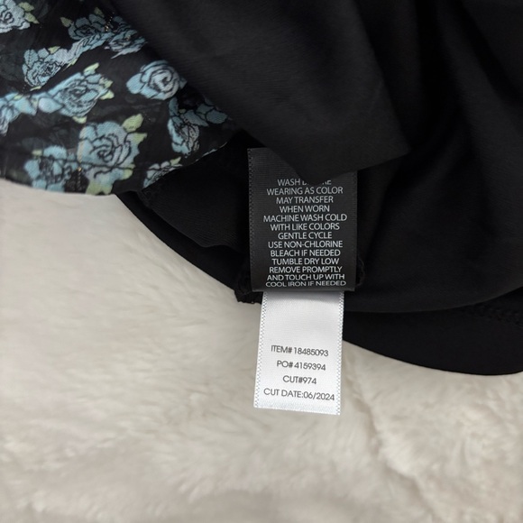 Torrid Mini Lurex Chiffon Tiered Mini Dress Size 0/L (12) NEW Floral Deep Black - Picture 12 of 12